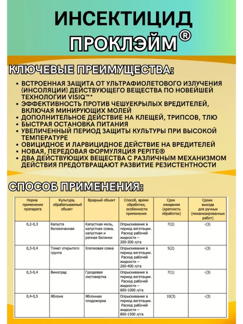 Проклэйм, ВРГ инсектицид защита яблонь и овощей