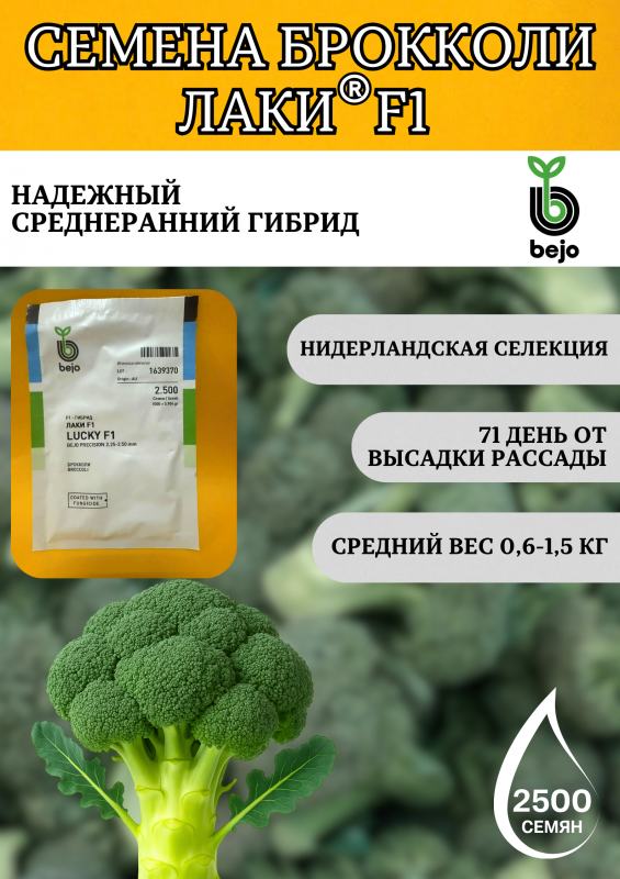 Лаки F1 семена капусты брокколи 2500 штук